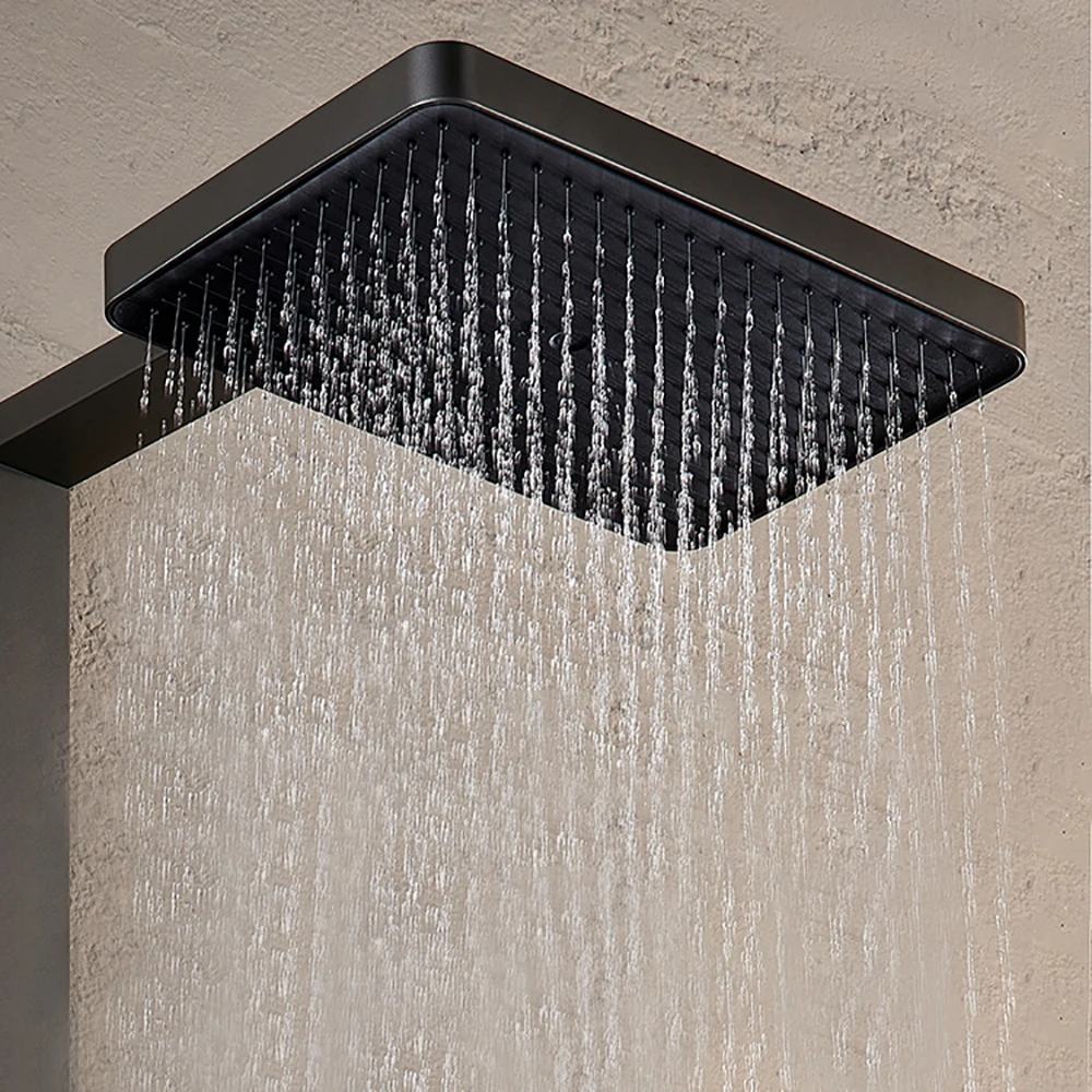 مجموعة رأس دش مزدوجة التحكم الساخن والبارد، دش زر البيانو المضغوط بدرجة حرارة ثابتة للحمام