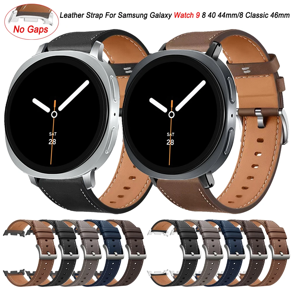 for Samsung Galaxy Watch 9 8 40mm 44mm No Gaps Leather Strap Replacement for Galaxy Watch8 Classic 46mm Band Bracelet Accessorie