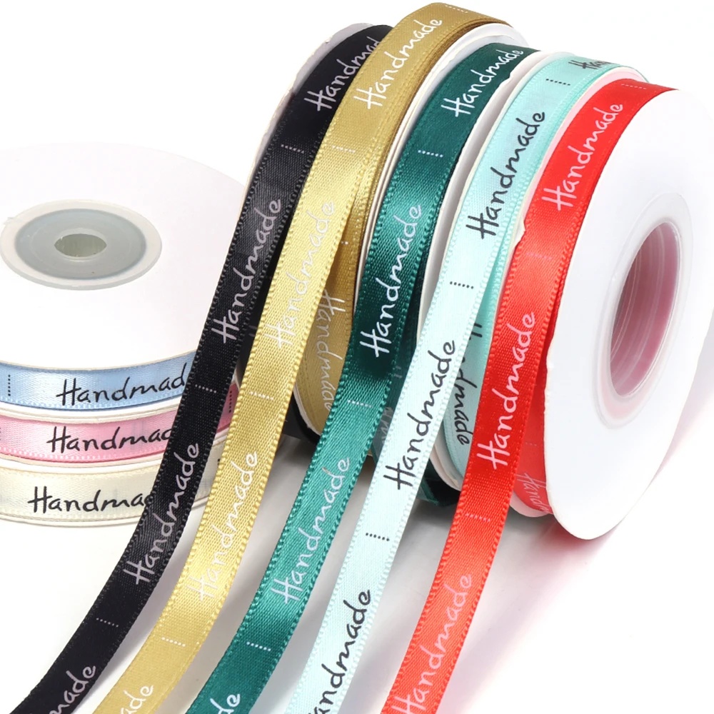 25 Yards 10 mm Polyesterband, bedruckt, handgefertigt, bunte Bänder für Hochzeit, Party, DIY, Kuchen, Blumenstrauß, Geschenke, Verpackung, Dekoration