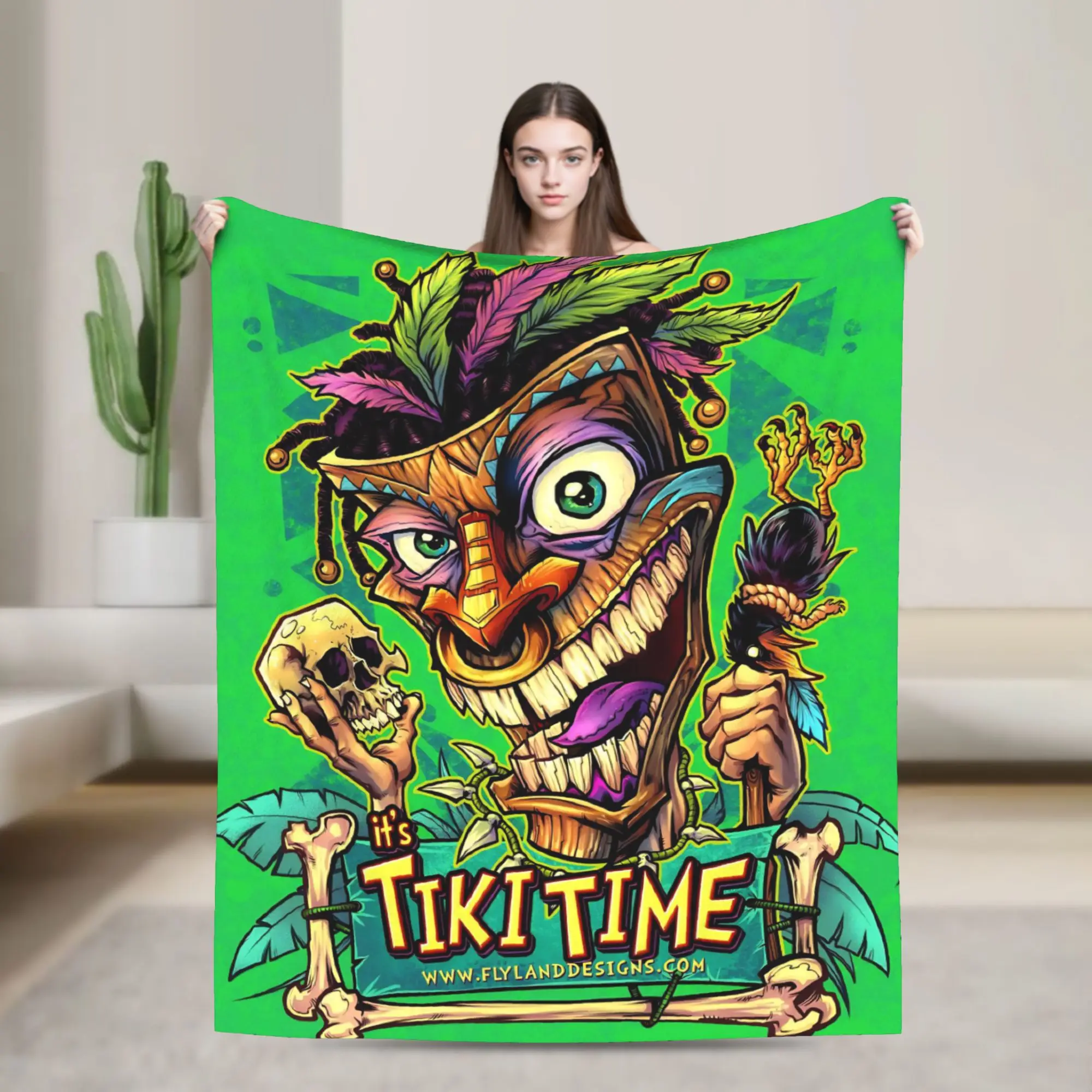 Let's Tiki  Blanket  Warm Soft Novelty Plush Throw Blanket For Living Room Camping Flannel Bedspread Bed Cover