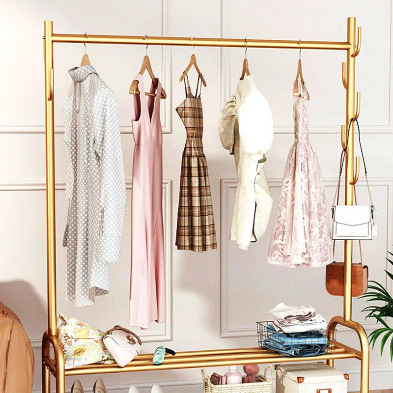 Wheels Clothes Organizer Rack Bathroom Outdoor Standing Coat Racks Stand Evening Dresses Design Percheros Furniture For Bedroom