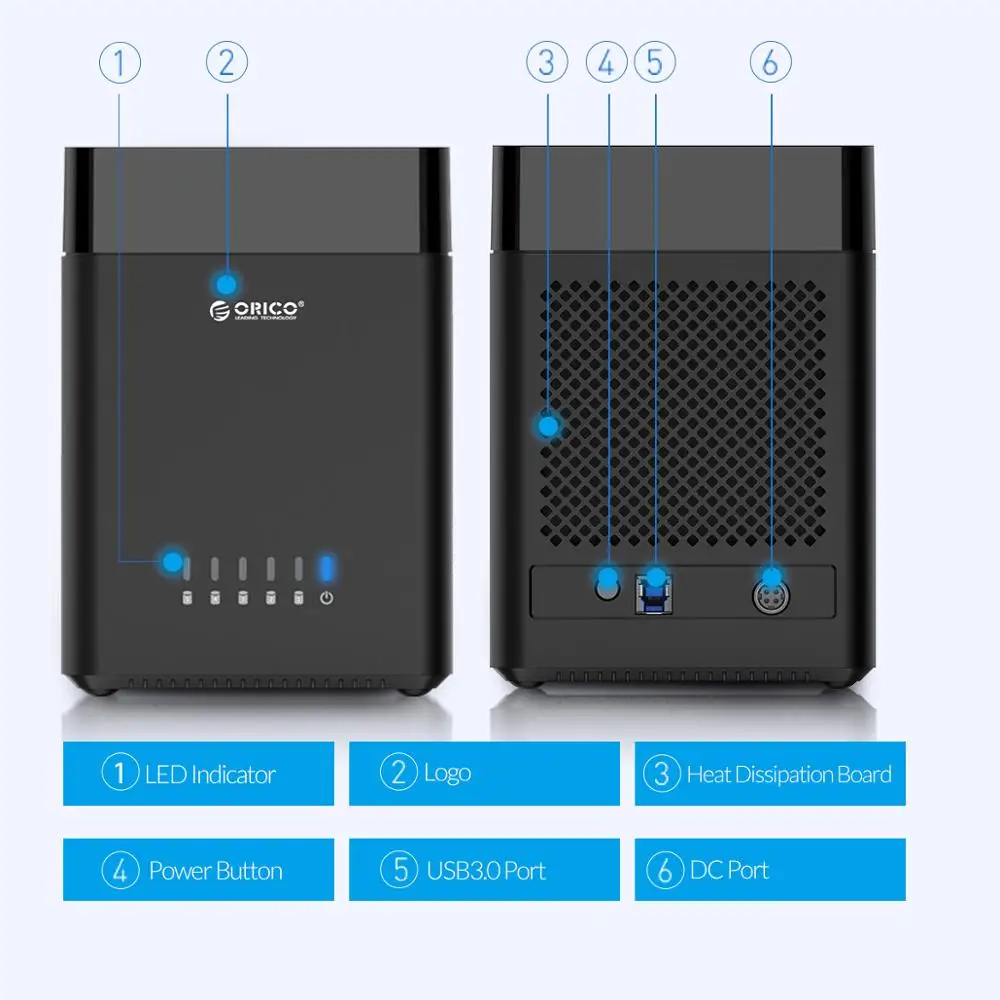 Imagem -04 - Orico-gabinete de Disco Rígido para Hdd Gabinete Magnético Externo Bay Usb 3.0 para Sata Chia 3.5