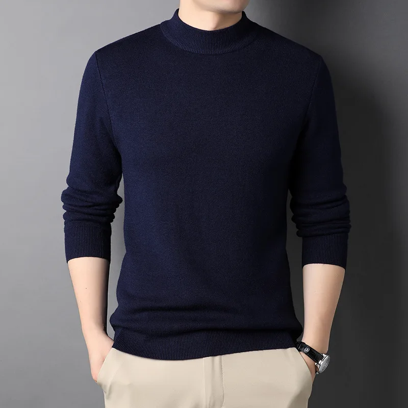 

2023 Autumn Winter New Knitted Sweater Men Casual Mock Neck Pullovers Knitting Sweaters Men Warm Pullover Plus Size 5Xl