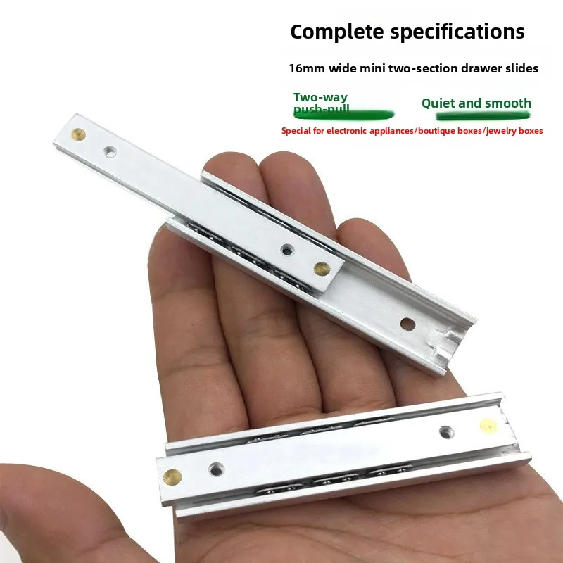 Mini Aluminum Two Section Bidirectional Drawer Slides In To Mm Lengths Compact Push Pull Roller Rail Jewelry Boxes Small Drawers