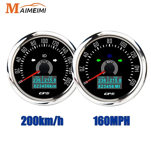 Velocímetro GPS de 85MM 0-160MPH 0-200KMH con antena GPS 7 colores retroiluminación Digital LED odómetro medidor para 12V24V coche barco marino