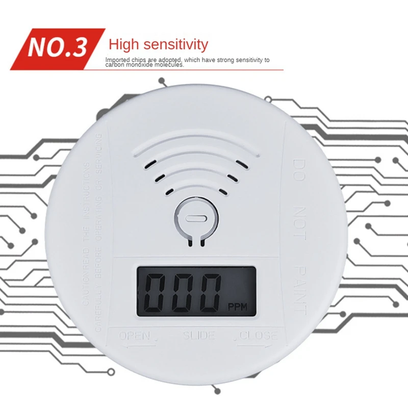 2 Piece Mini Carbon Monoxide Alarm Smoke Detector CO Sensor Battery Alert Fire Sound Alarm ABS For Home Security Protection