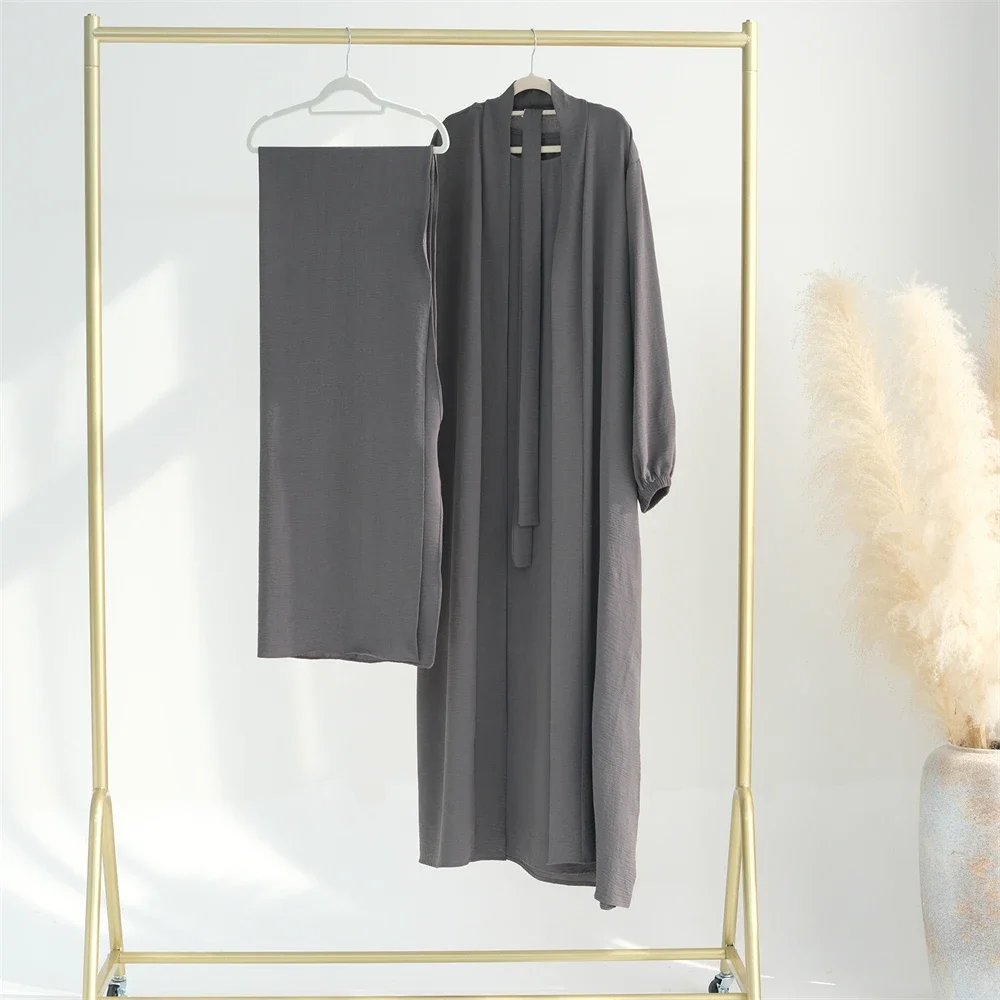 Conjuntos de Hijab 2/3 piezas Eid Ramadán mujeres musulmanas Abaya abierta Kimono Maxi vestido interior Dubai bata árabe islámica Kaftan Jalabiya caftán