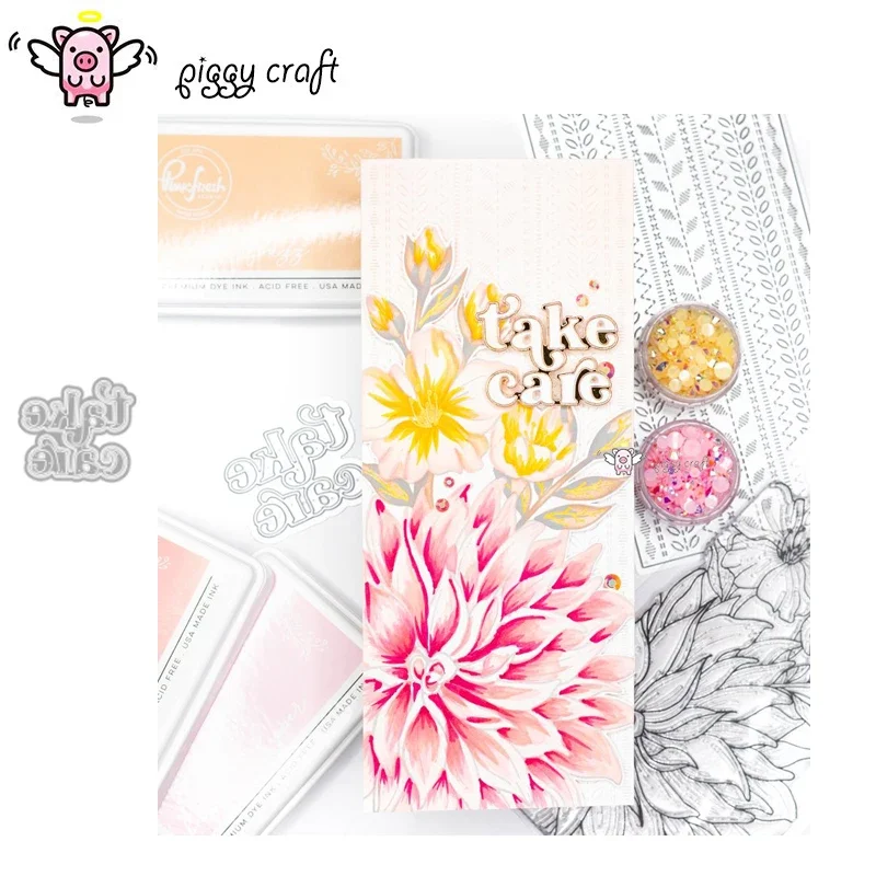 1pc Piggy Craft metal cutting dies cut die mold Take care letters Scrapbook paper craft mold blade punch stencils dies