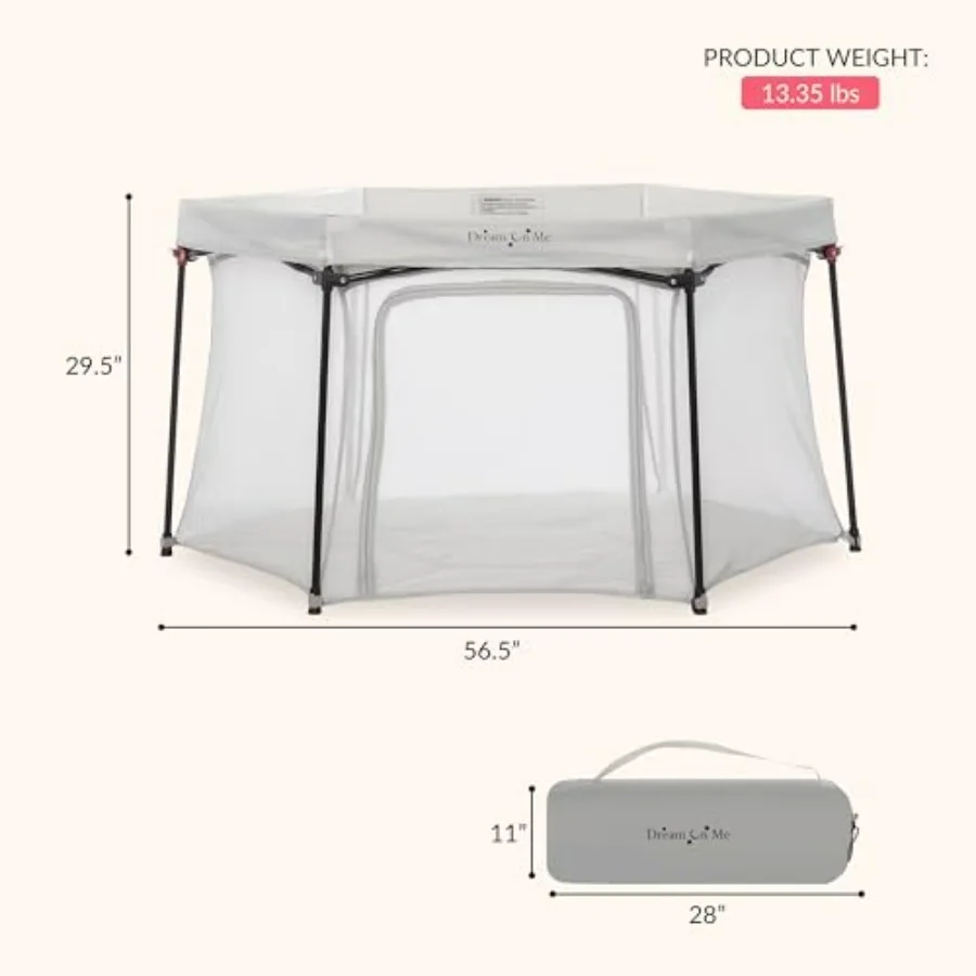 Cercadinho de ônix em cinza, portátil e leve, confortável, acolchoado, para bebês e crianças, ideal para viagens em casa e ou