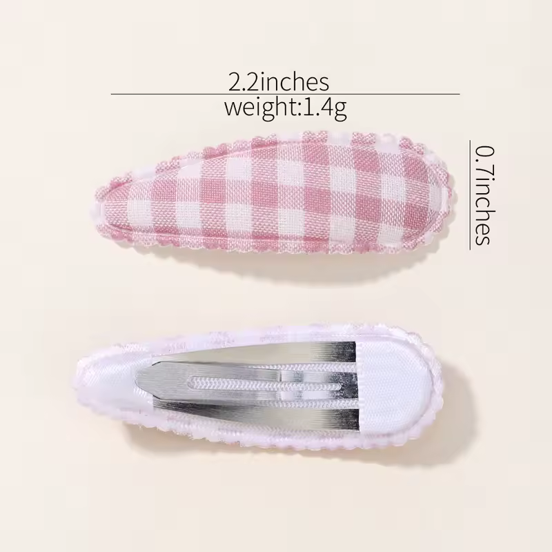 10Pcs/Lot Fresh Print Cotton Alloy Hair Clips for Kids Fabric Plaid BB Hairpins Girl Hairgripe Headwear Baby Hair Accessories - Image 6