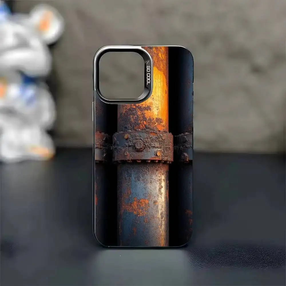 Ретро-индустриальный стиль, ржавый чехол для телефона цвета серебристого цвета для iPhone 17, 16, 15, 14, 13, 12, 11 Pro Max Plus