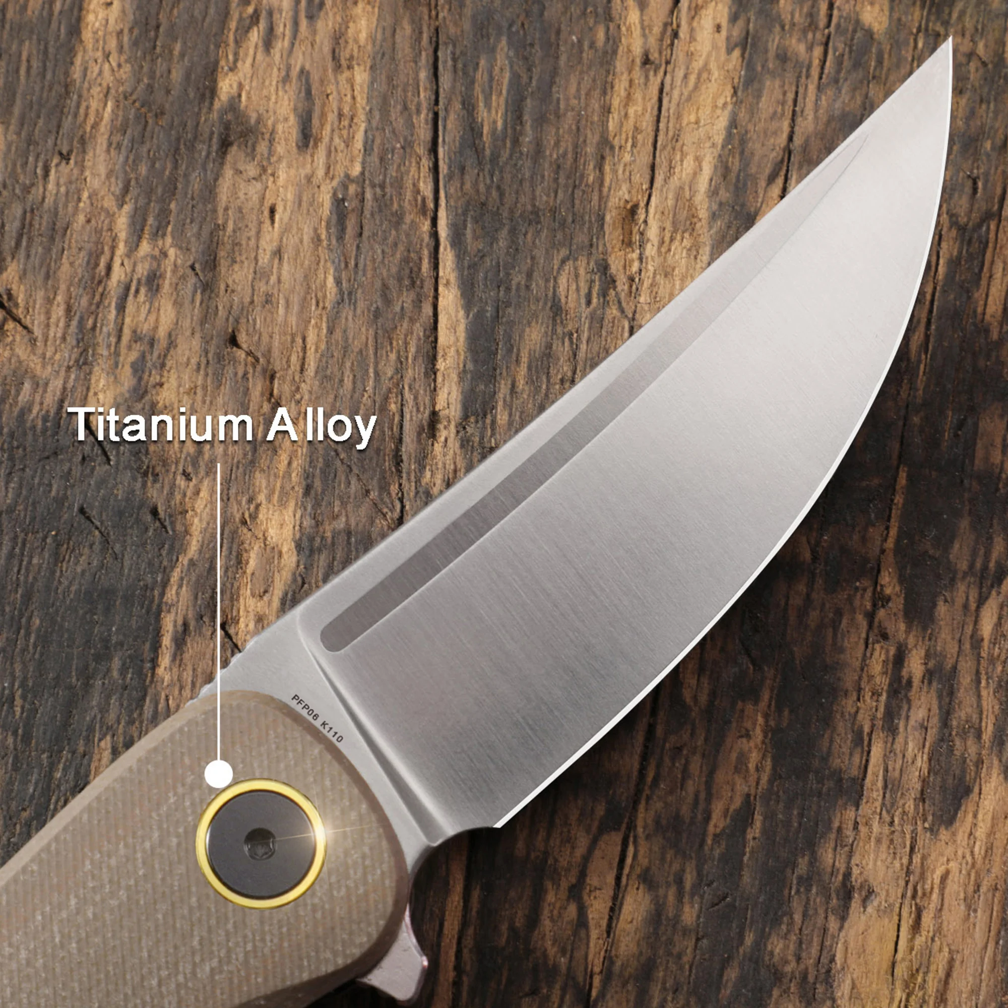 Petrified Fish PFP06 Pocket Folding Knife K110 Steel Blade Micarta Handle Ceramic Ball Bearing Outdoor Camping EDC Handle Tool