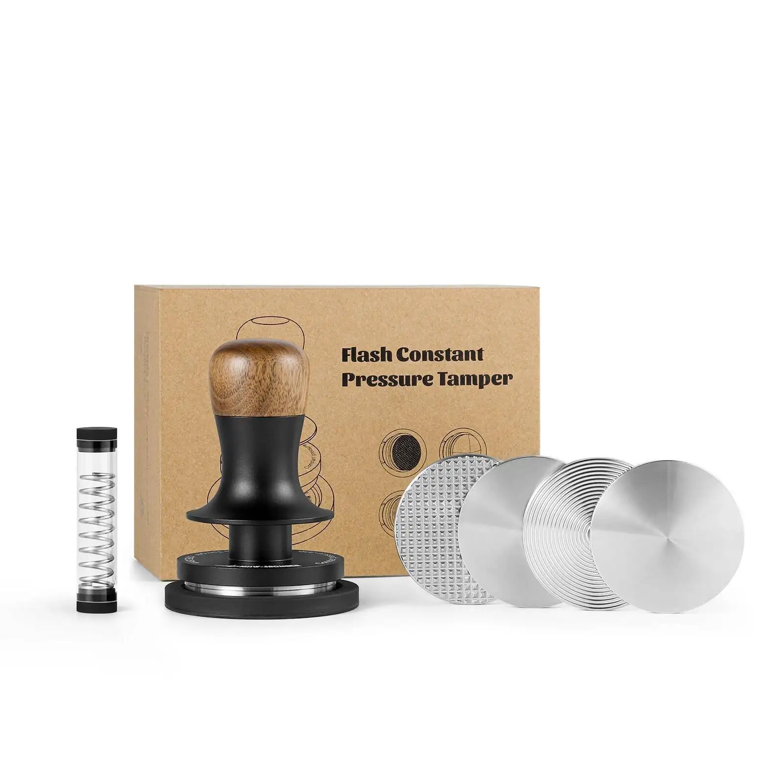 Walnut wood coffee tamper constant force hammer constant force filling hammer espresso press type elastic balance tamper 51/58m
