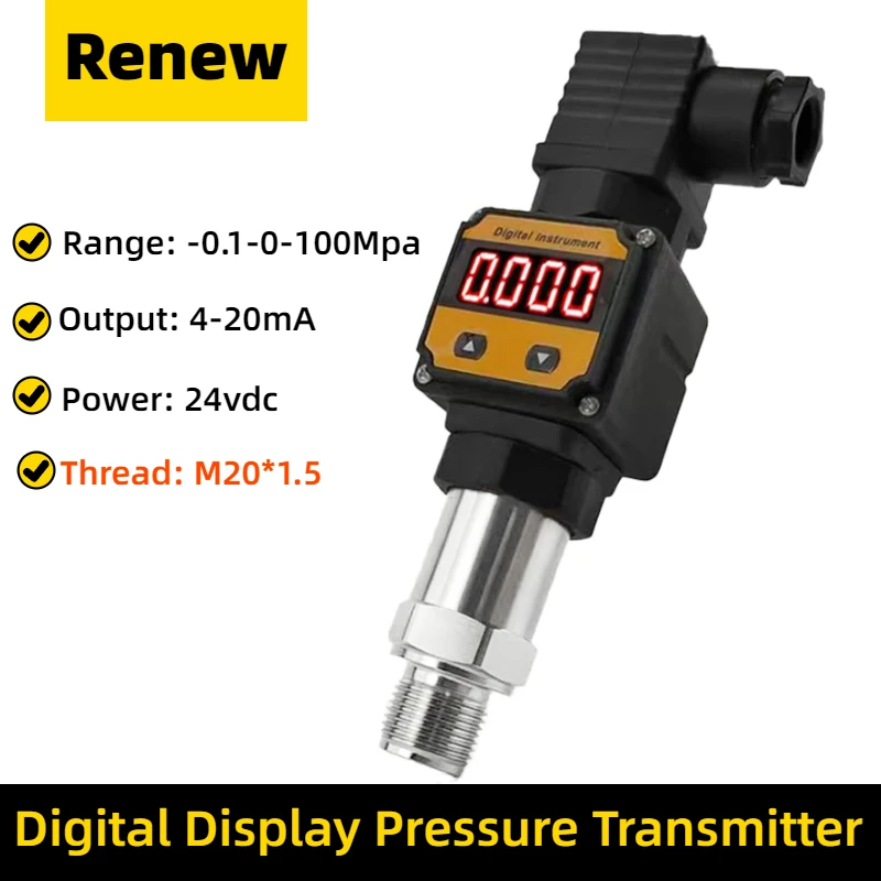 Transmissor de Pressão Digital 420ma Alta Precisão Difusa Sensor de Pressão de Chip de Silício com Display Digital