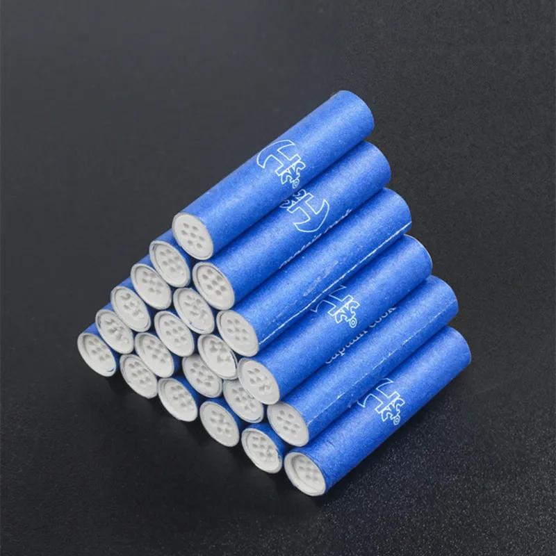 100Pcs/Box 6mm Tobacco Pipe Filter Accessories Double-sided ceramic head Activated Carbon filter Element Smoking Accessory