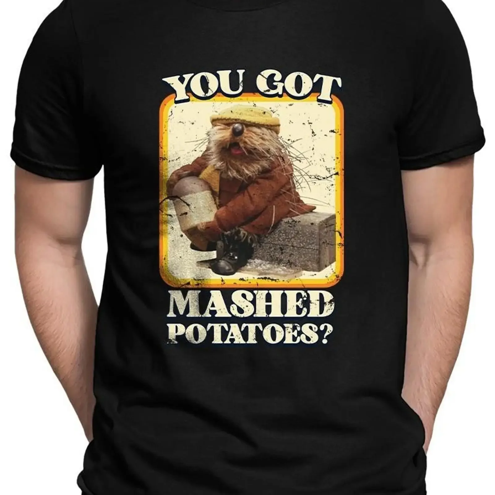 Funny Mashed Potatoes Vintage T shirt Men's vintage Washed Soft Slightly Stylish Breathable Unisex Casual Comfortable