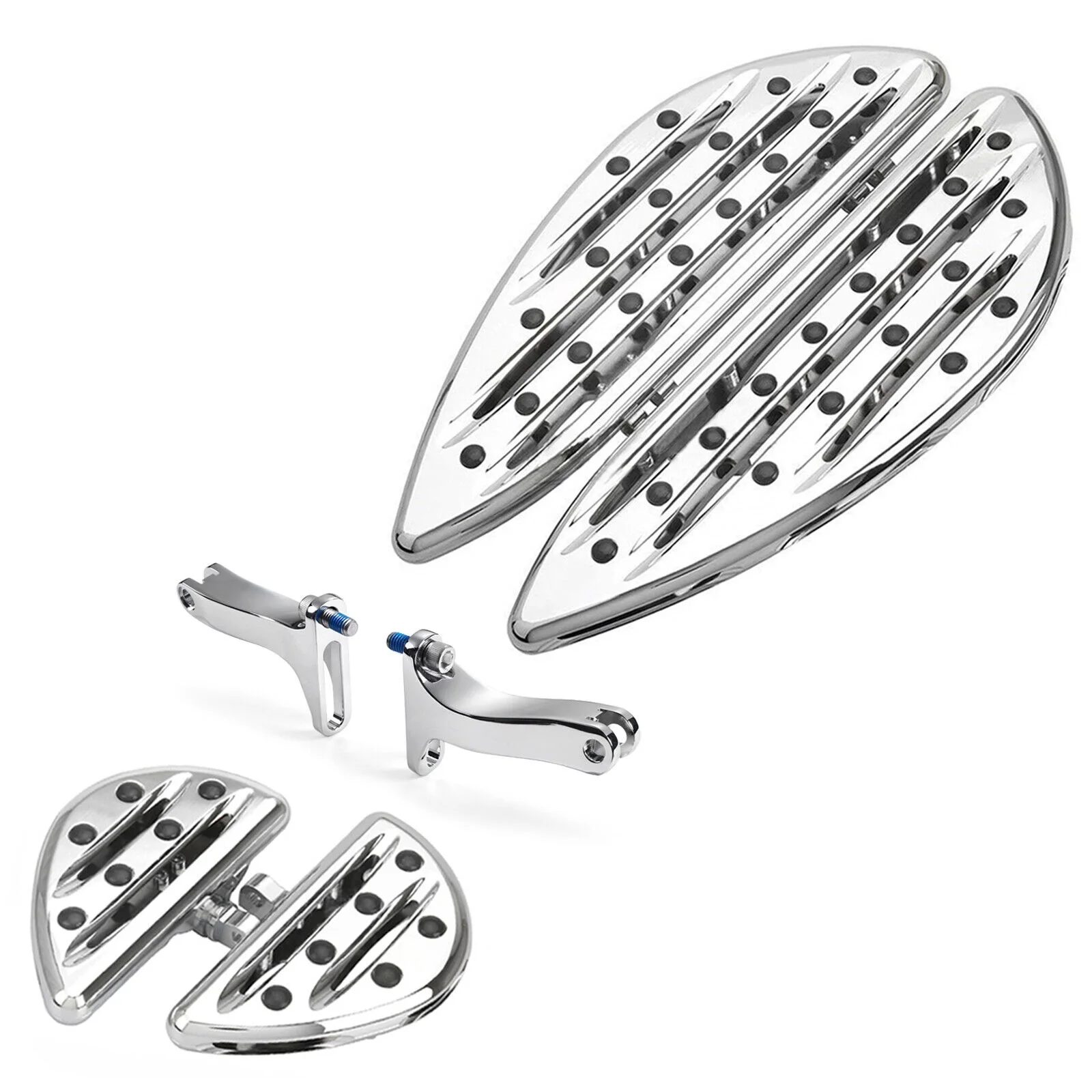 CNC Edge Cut Floorboard Kit, Black Chrome Driver & Passenger Footboards for Touring Softail Dyna