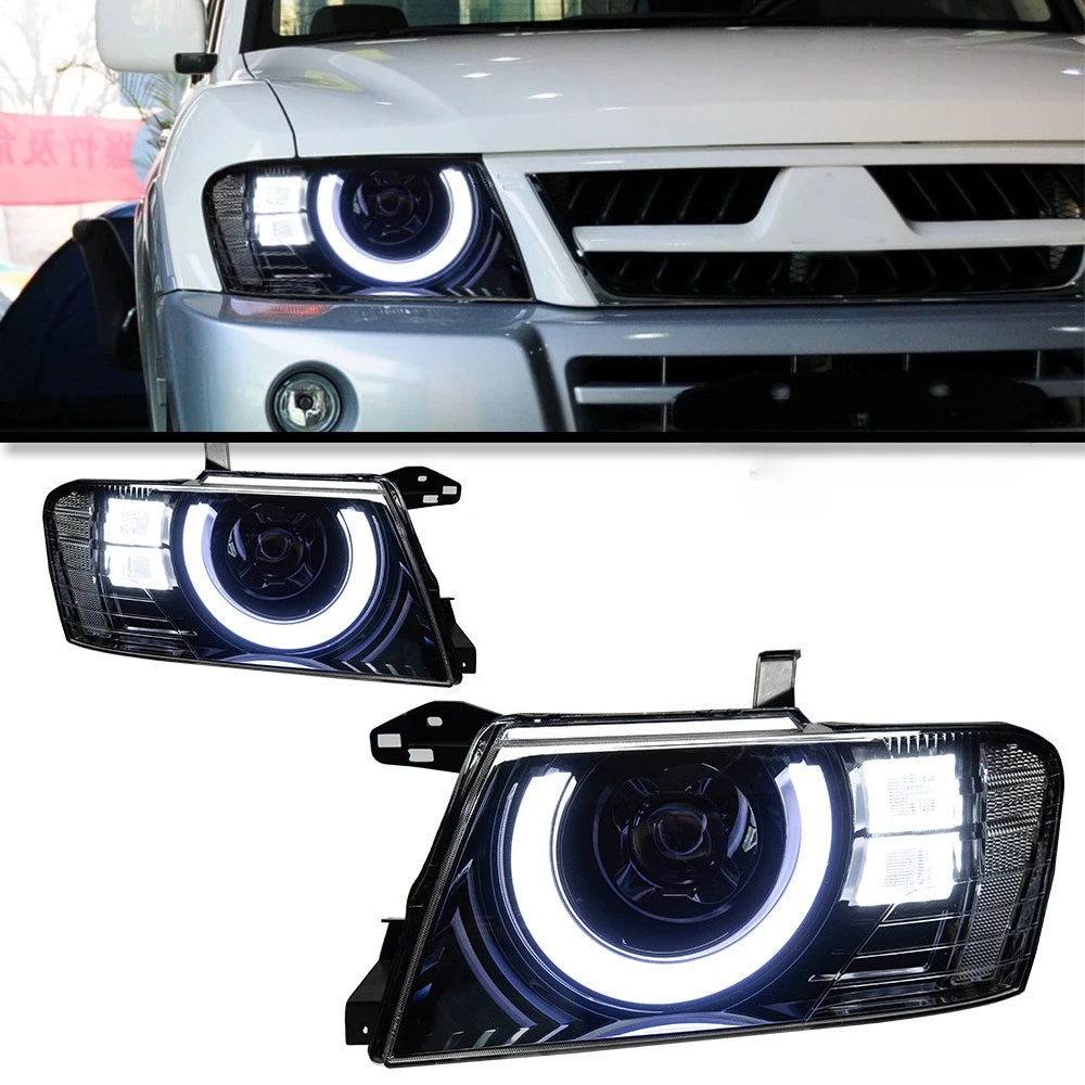 

Headlights For Mitsubishi Pajero V73 2004-2011 Montero DRL Day Running Light Head Lamp LED Bi Xenon Bulb Fog Lights Tuning