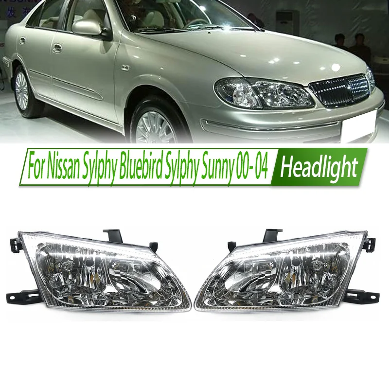 

For Nissan Sylphy Bluebird Sylphy Sunny 00- 04 Halogen Headlight OEM Style Front Headlamp Bulb Socket Plug & Play Replacement
