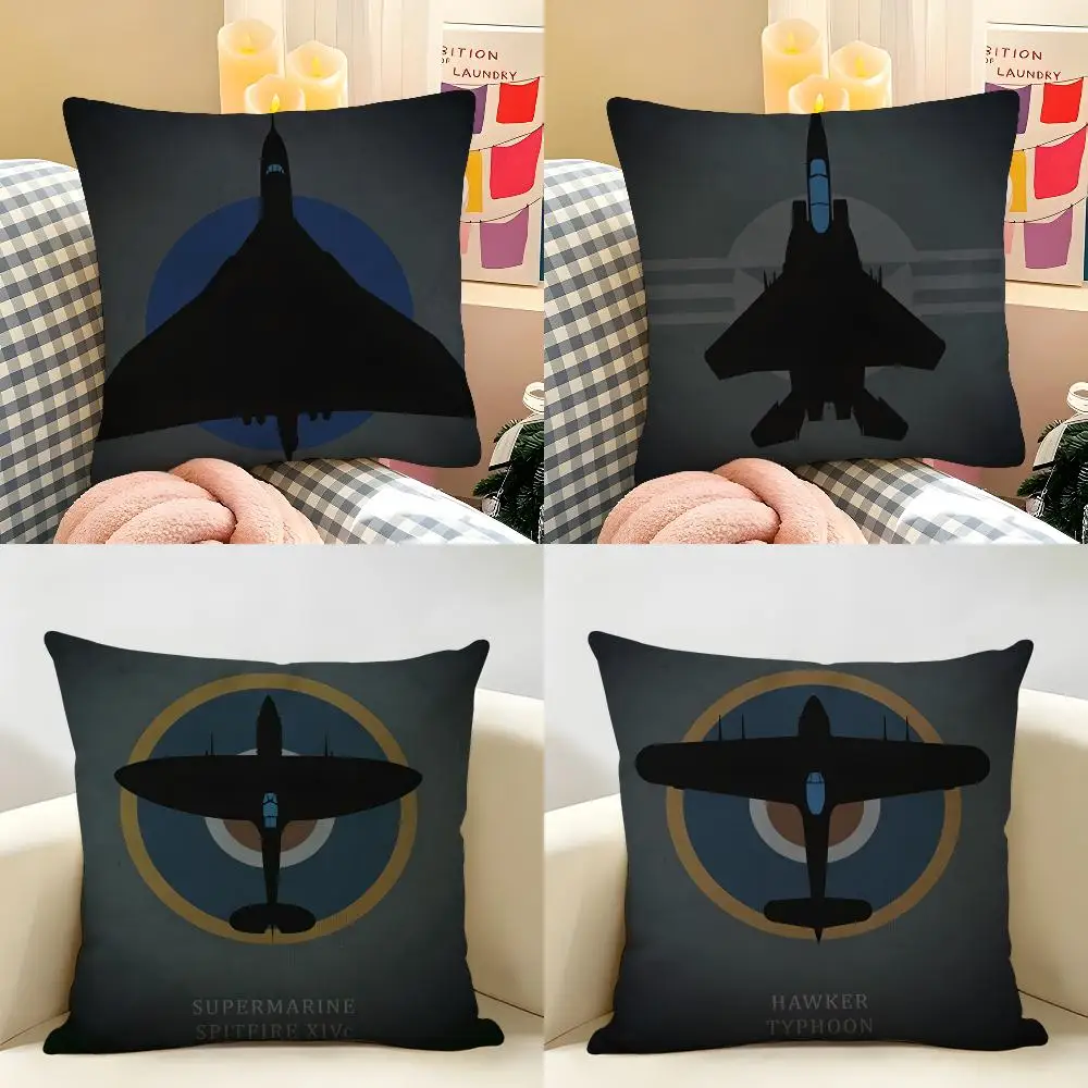 Fighter Jet Enthusiast Cool Cushion Cover Natural Linen Organic Fabric Double-Sided Printing Room Sofa Decor Pillow Case