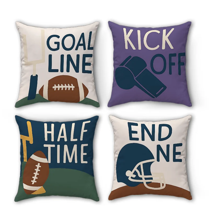 4pcs American football theme digital printing pillow cover Short plush Suitable living rooms bedrooms sofas throw cushion cover