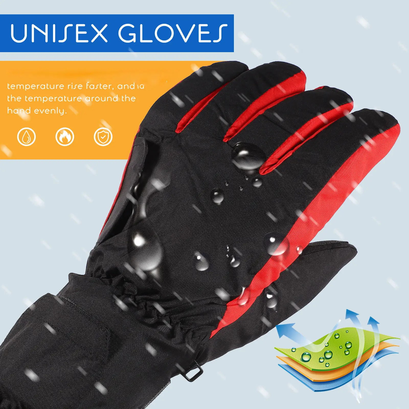 

1Pair Heated Gloves Full Back Finger Heating Soft Elastic Warm Winter Mitten for Outdoor Sports Thermal Windproof Unisex