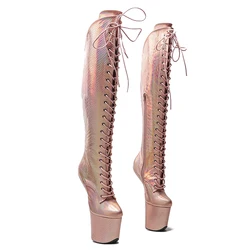 Leecabe Shiny Snake Upper sexy exotic young trend fashion boots piattaforma con tacco alto stivale da Pole Dance senza tacco