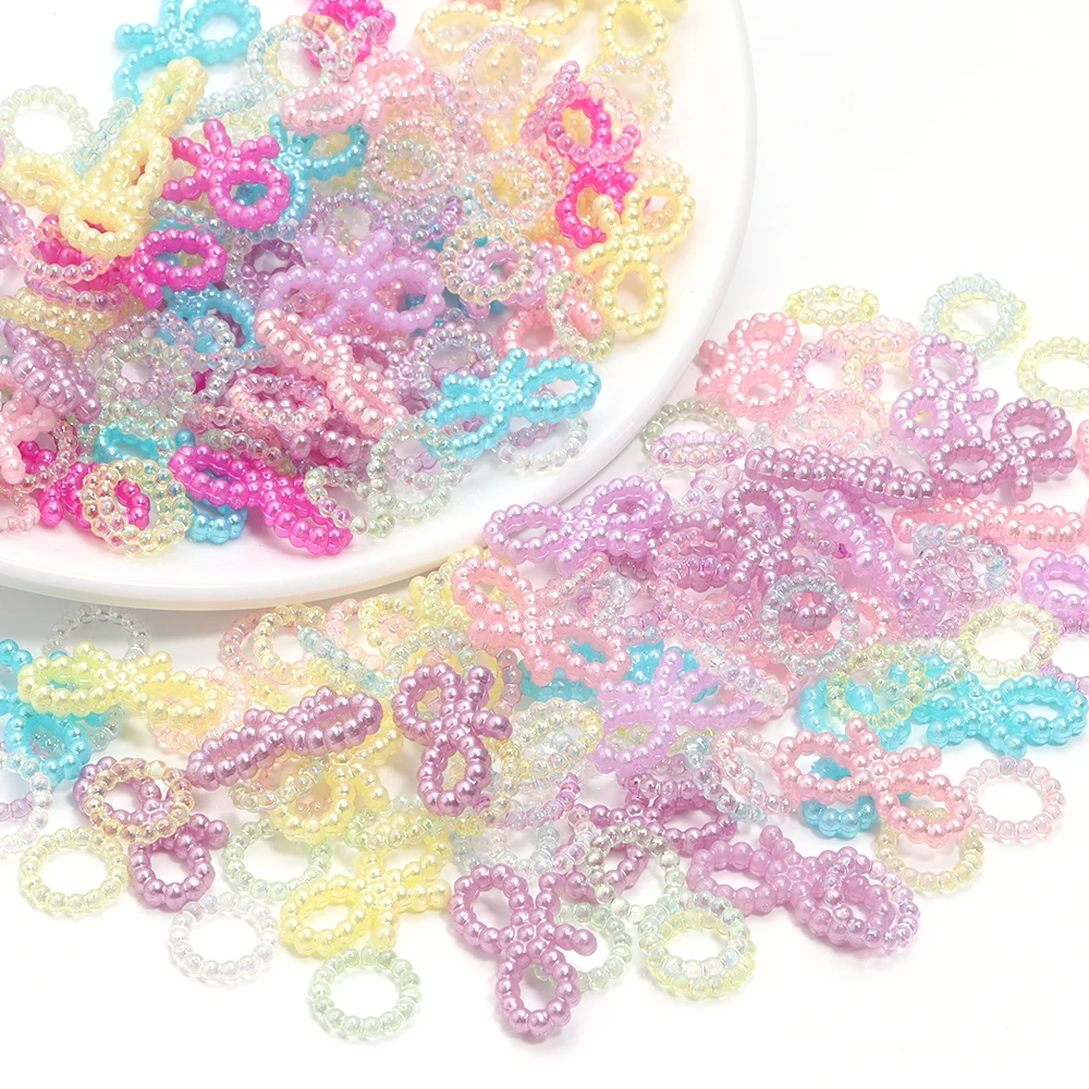 100-100 stücke Farbverlauf Farbe abs Imitation Perle Kreis/Bogen Ende Perlen Charme für DIY Schmuck Herstellung Halskette Armbänder Zubehör – Detail 4