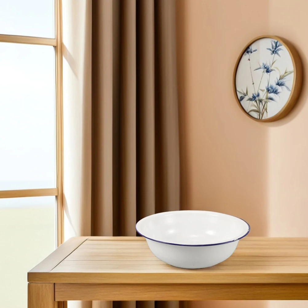 

Vintage White Enamel Basin Large Capacity Foot Bath Tub for Soaking Laundry Foot Soaking Portable Enamelware Wash Basin