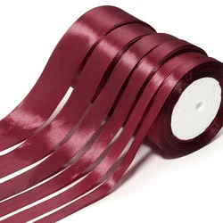 (25 yards/roll) Wijnrood Enkelzijdig Satijnen Lint Groothandel Cadeaupapier Kerstmis Nieuwjaar Kleding Naaien Stof cadeau Lint