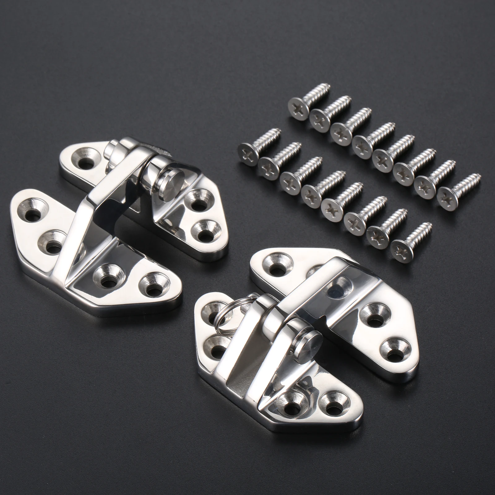 

2Pc Boat Hatch Hinge Stainless Steel Butterfly Shaped Strap Furniture Door Window Cabinet Butt Door Hinge Yacht Accessory +Screw