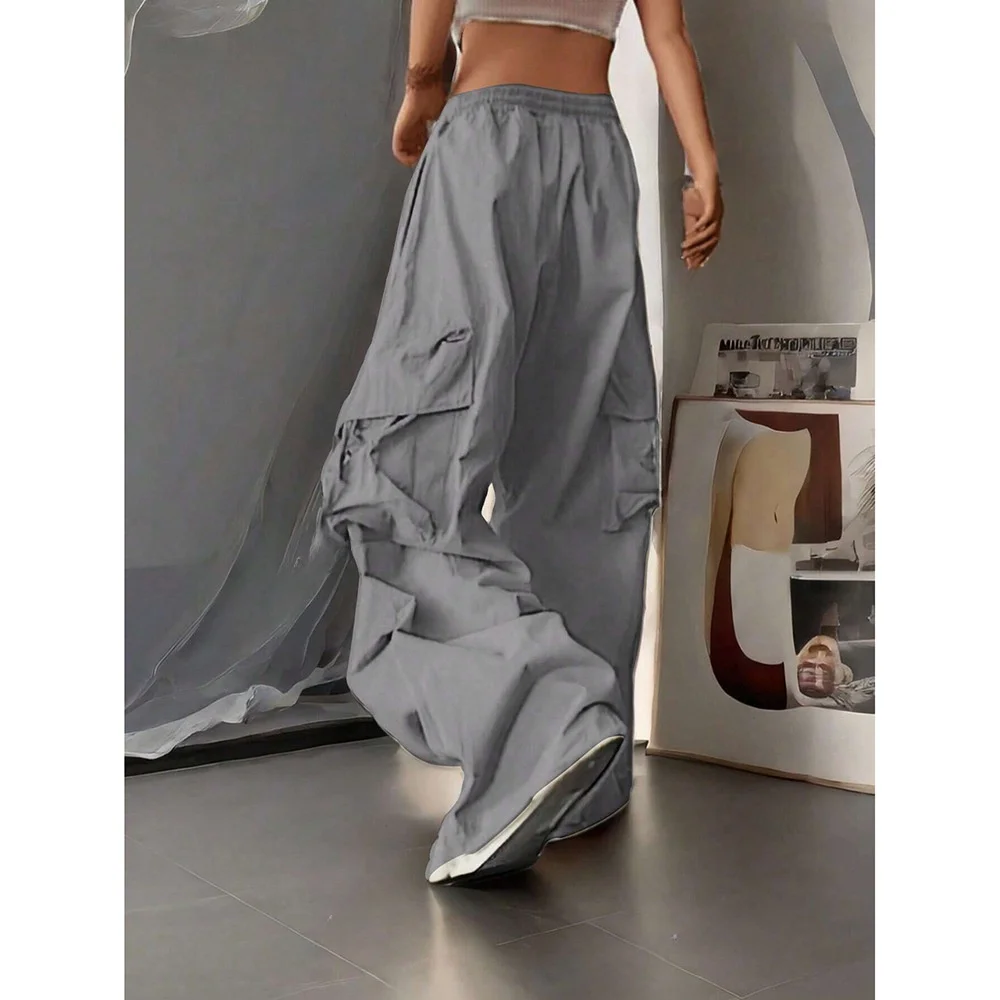 Pantaloni da lavoro casual alla moda Pantaloni estivi da donna versatili drappeggiati larghi Pantaloni lunghi a gamba larga High Street Sle Vita ampia PVC M...