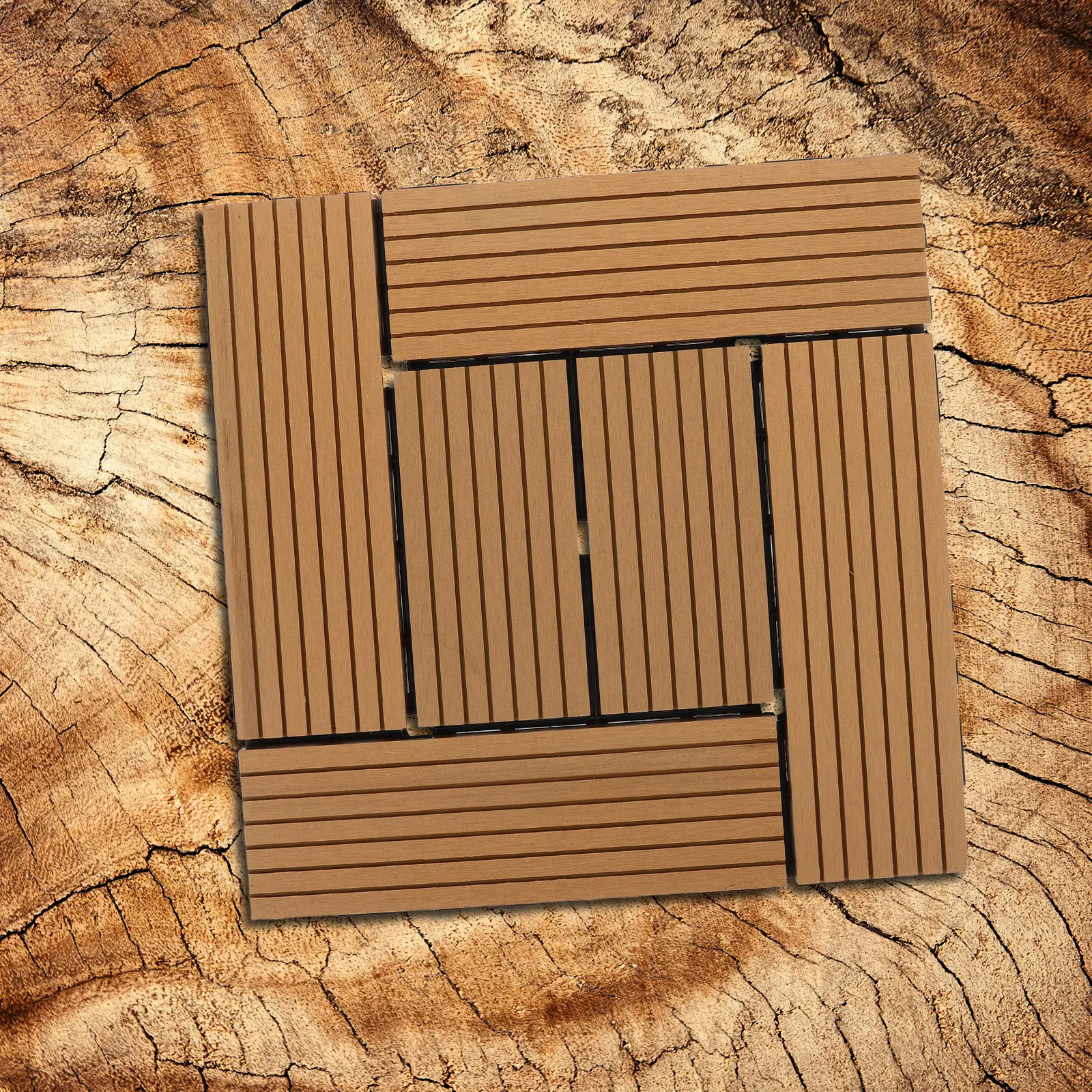 Plastic Composite Interlocking Deck Tiles 30.5x30.5x2cm Outdoor Weatherproof Balcony Patio Garden Floor Tiles Outdoor Deck