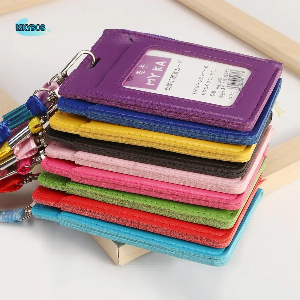 Lanyard School Business Office Supplies Wallet ID Holders with Neck Strap ID Card Holder Credit Card Holders Zipper Coin Purses