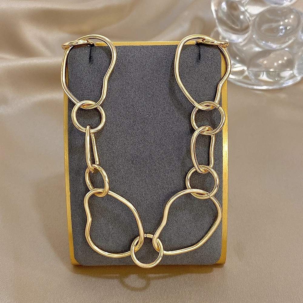 New Minimalist Irregular Geometric Gold Color Women's Girls Necklace Fashion Link Choker Necklace Charms Party Jewelry Gifts view 5