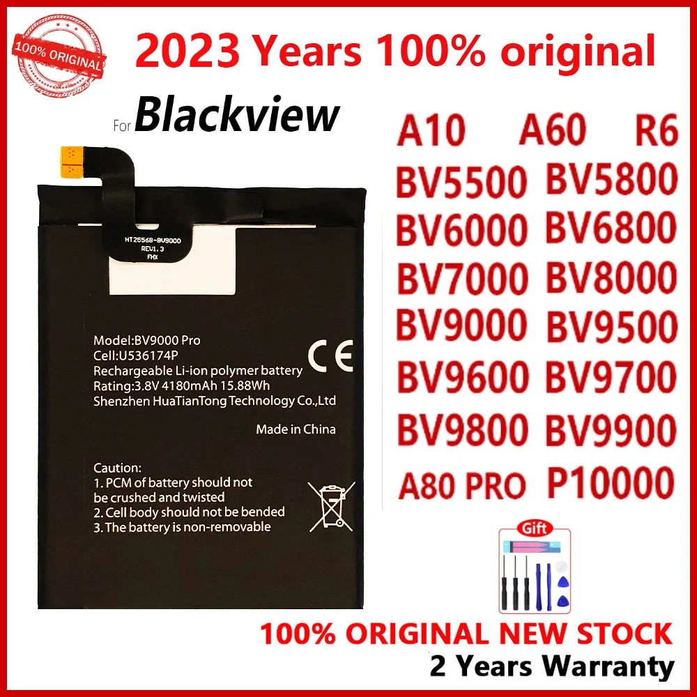 Batterie 2023 d\'origine pour Blackview, BV4900, BV6000, BV6800, BV7000, BV8000, BV9000, BV9500, BV6800, BV9000, BV9500, BV9femelle, BV9700, BV9800