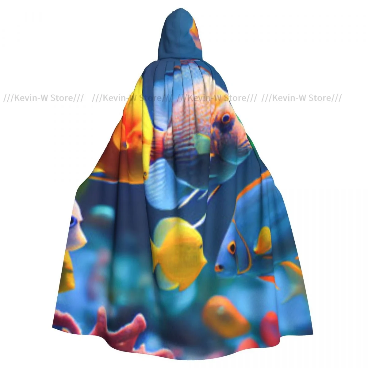 Unisex Adult Colorful Fish In The Red Sea Cloak with Hood Long Witch Costume Cosplay