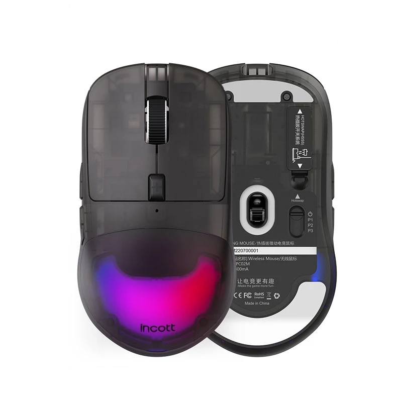 Imagem -06 - Pro Mouse Dual Mode Mouse sem Fio Gamer Mute para Jogos de Escritório E-sports Hotswappbale 2.4g Incott-hpc02