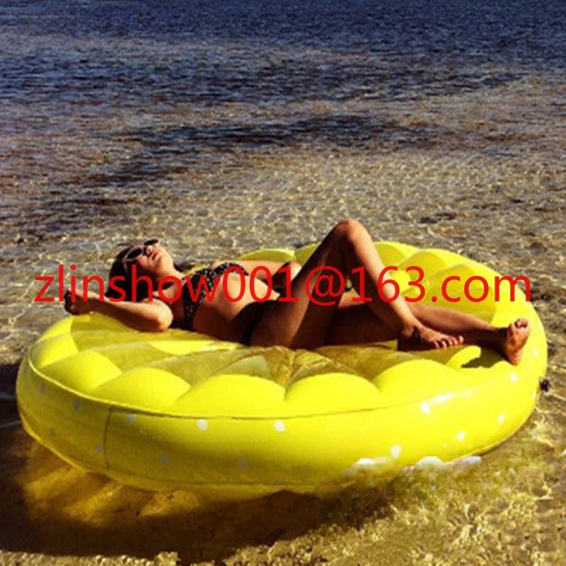 Spot water inflatable round lemon floating bed mount