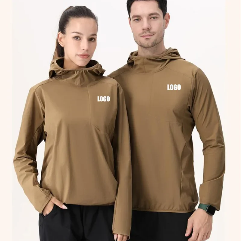 

Custom LOGO Spring Autumn Sports Men's and Women's Windproof Mountaineering Suit Jacket Anti-splashing Hooded Running Pullover