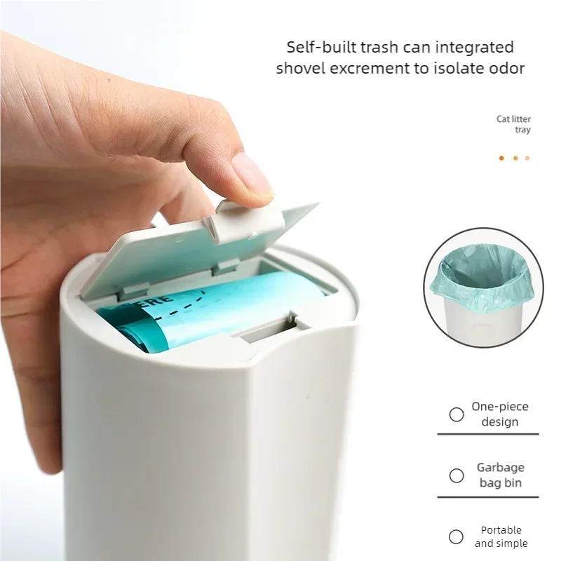 

High Quality Plastic Cat Litter Scoop With Waste Bin Integrated Detachable Washable Durable Cat Poop Shovel Pet Kitty Litter Box