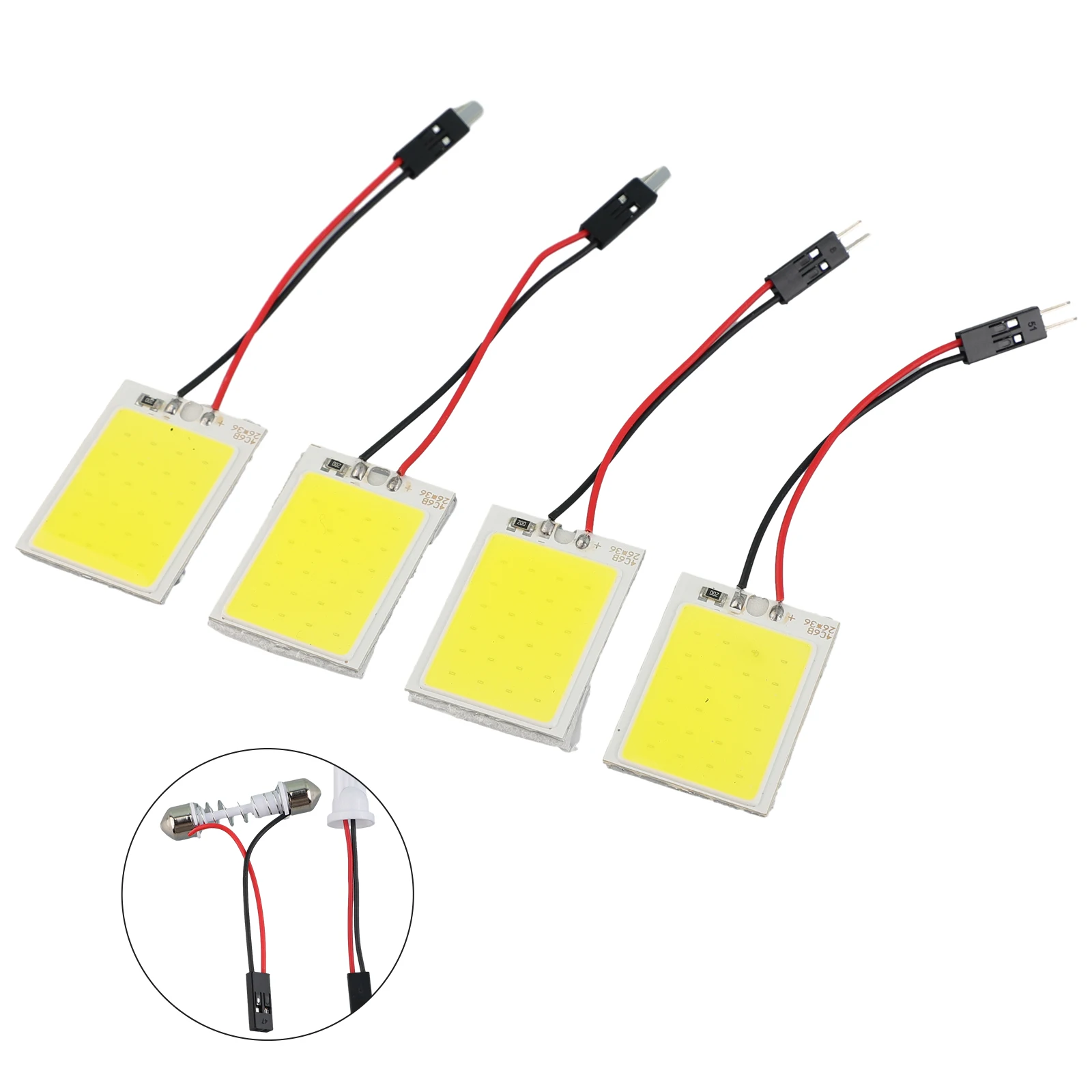 Sockets Festoon 24 for smd COB LED T10 4W White Rust-resistance Car Interior Light DC 12V 4pcs Panel Sockets Festoon