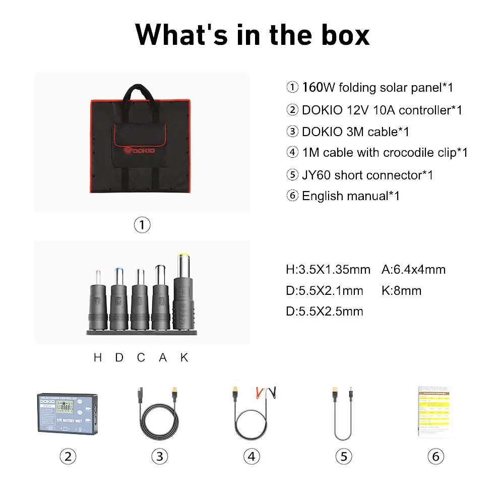 Dokio 18V 100W-300W Flexibel Opvouwbaar Zonnepaneel 12V Controller Draagbaar Zonnepaneel Voor Kamperen/Reizen/Camper