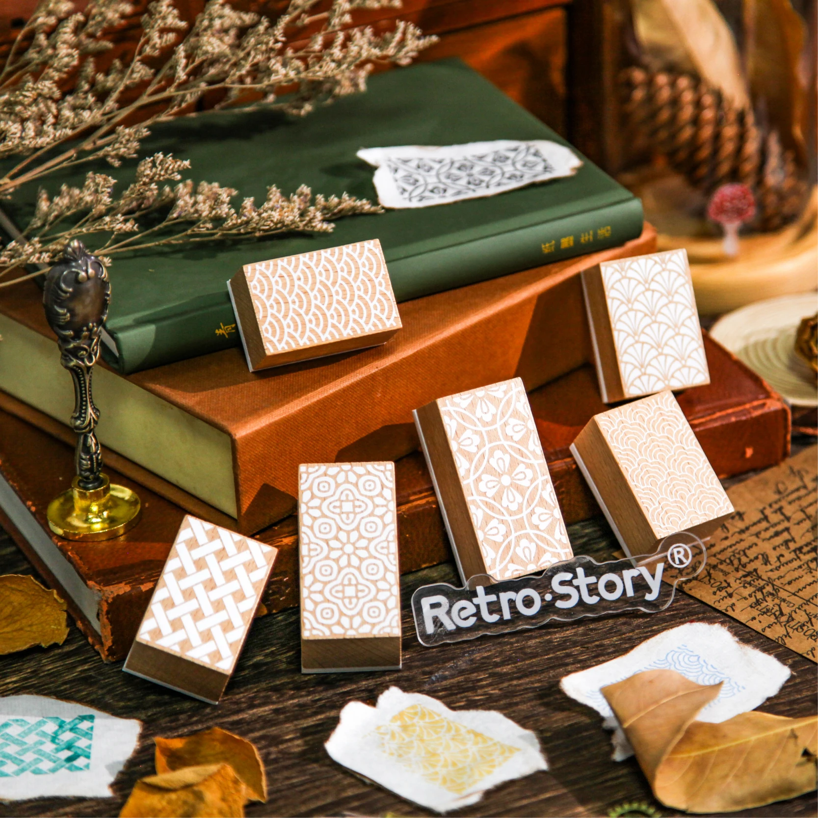 1 pcs Flower Grain Wood Stamps Seal Wood Rubber Stamps For Scrapbooking Stationery Seal Stamping DIY Craft Decoration