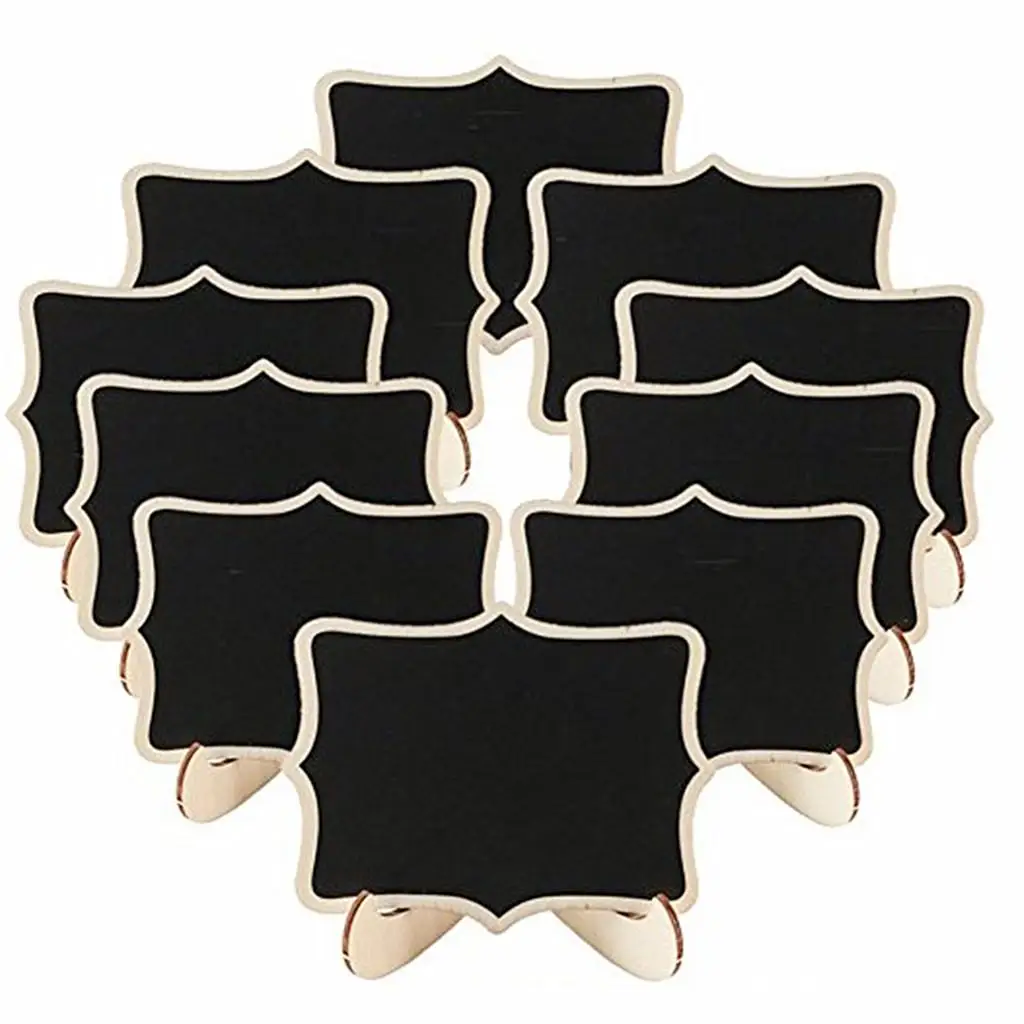 10Pcs Mini Wooden Wedding Blackboard Chalkboard Label Markers Number Signs