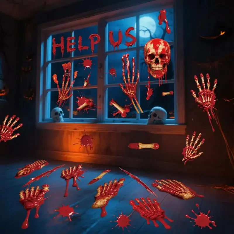 สติกเกอร์หน้าต่างฮาโลวีนฟักทองค้างคาวปราสาทรูปแบบสติ๊กเกอร์ติดผนังสติ๊กเกอร์ฮาโลวีน