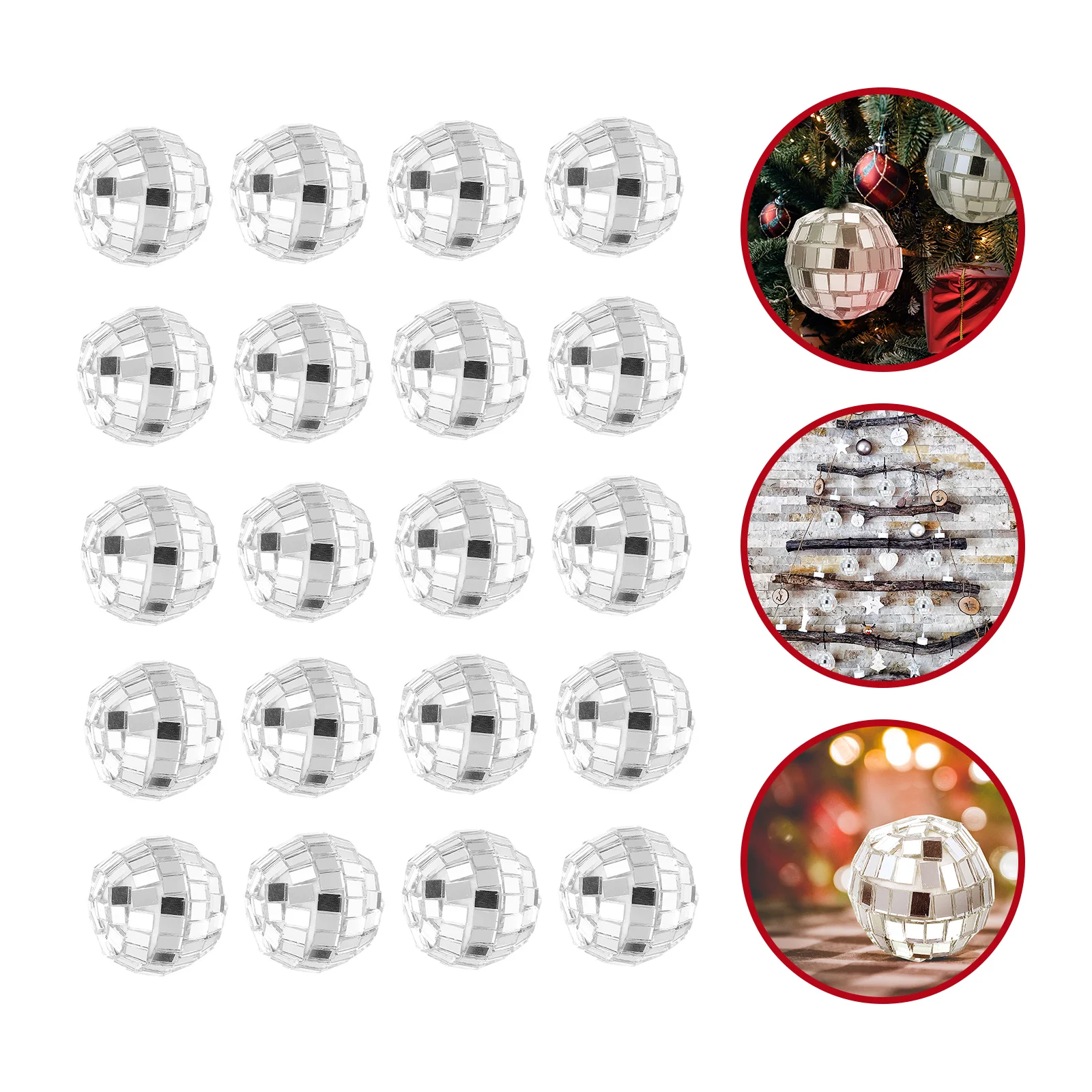 20 Pcs Mirror Balls Ornament 90s Party Decorations Showcase Adornment Glass Reflective Sphere Bar