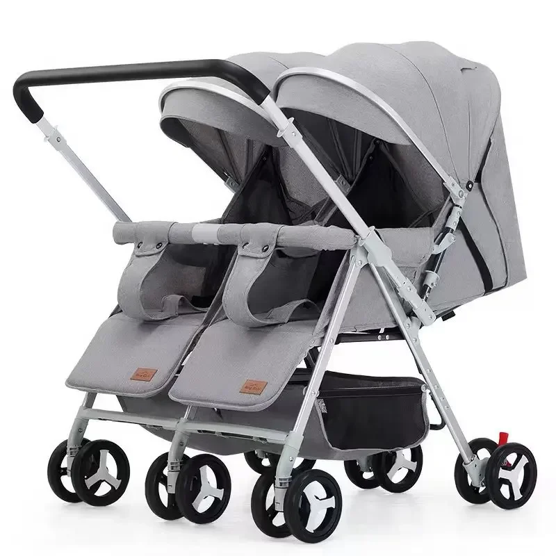 Shock Absorbing Stroller Twin Lightweight Travel Stroller Double Folding Stroller Newborn Baby Two-way Swivel Seat Baby Stroller