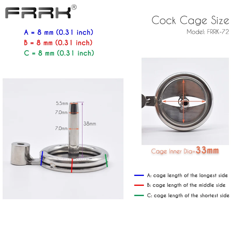 FRRK Flat Male Chastity Cage with Hex Cock Lock Steel Penis Rings BDSM Intimate Sex Products Adults Toys for Men 정조대