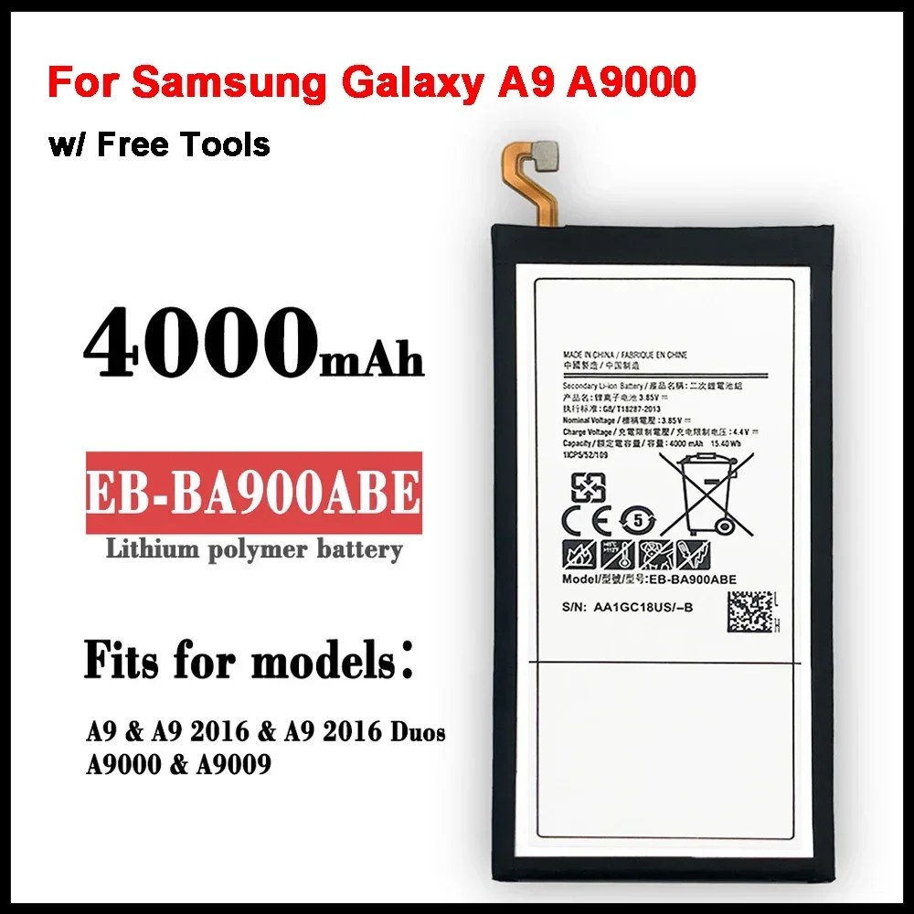 

Phone Battery EB-BA900ABE For Samsung Galaxy A9 A9000 2016 Version Authentic Replacement Battery 4000mAh + Tools